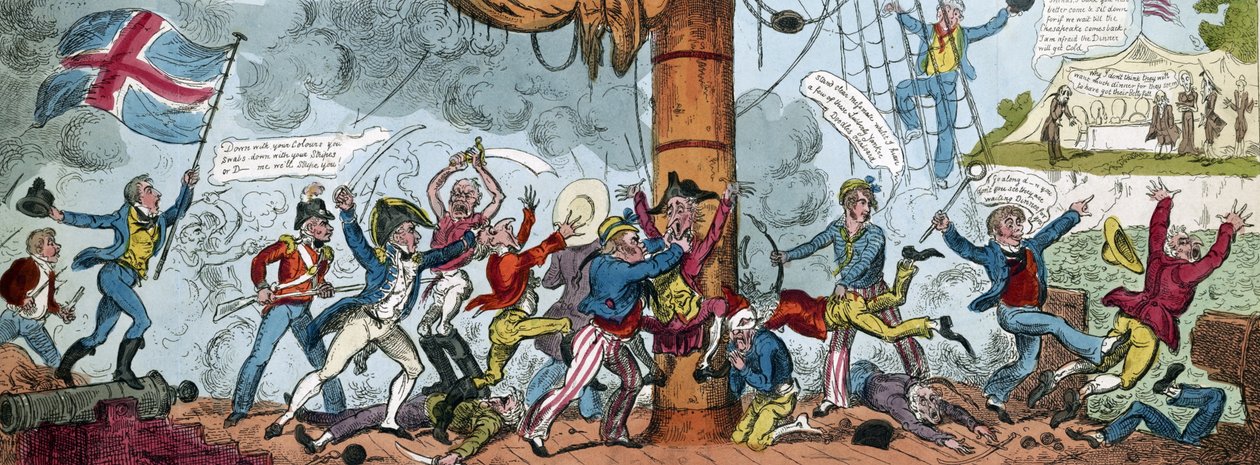 Cartoon die een Britse Enterploeg afbeeldt, 1813 door George Cruikshank