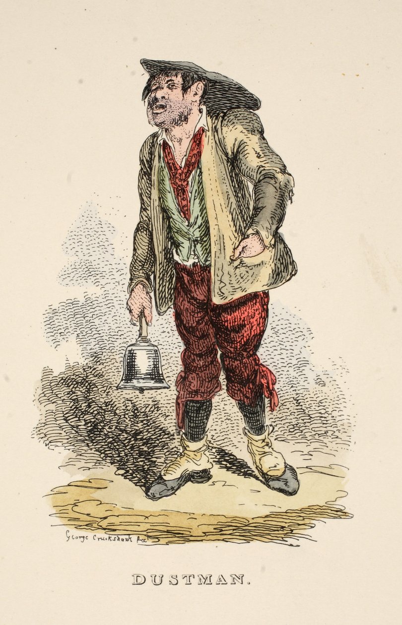 Vuilnisman, uit The Gentlemans Pocket Magazine, uitgegeven 1827 door George Cruikshank