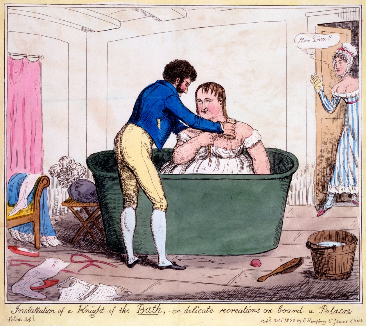 Installatie van een Ridder van het Bad, of delicate recreaties aan boord van een Polacre, 1820 door George Cruikshank
