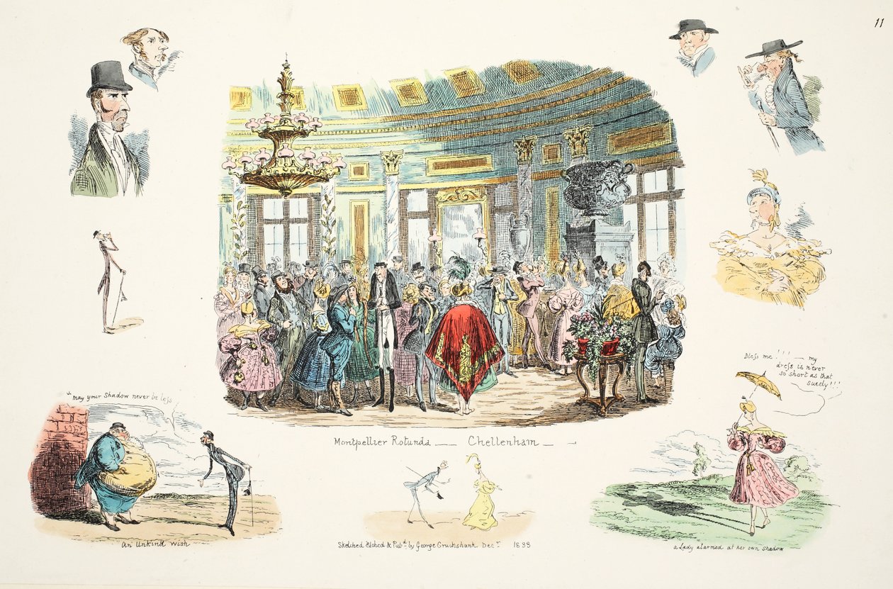 Montpellier Rotunda, Cheltenham, uitgegeven 1833 door George Cruikshank