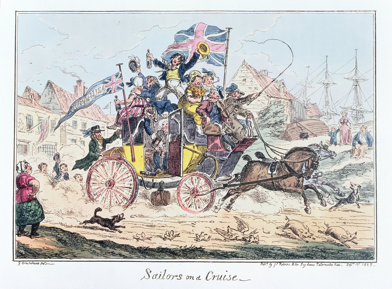 Zeelieden op een cruise, gepubliceerd door James Robins, 1 september 1825 door George Cruikshank