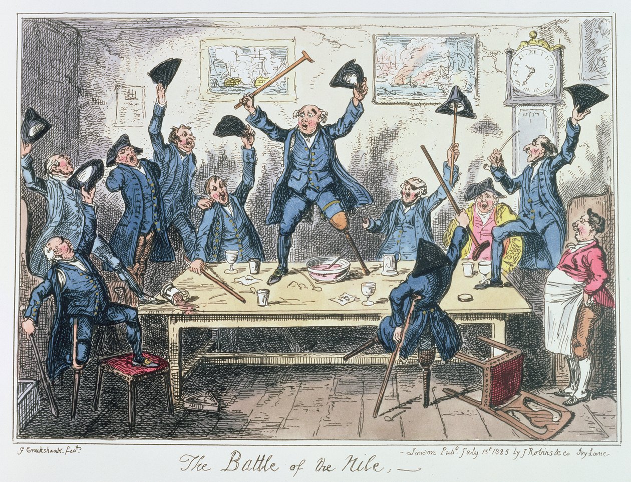 De Slag bij de Nijl, uitgegeven door James Robins und Co., 1 juli 1825 door George Cruikshank