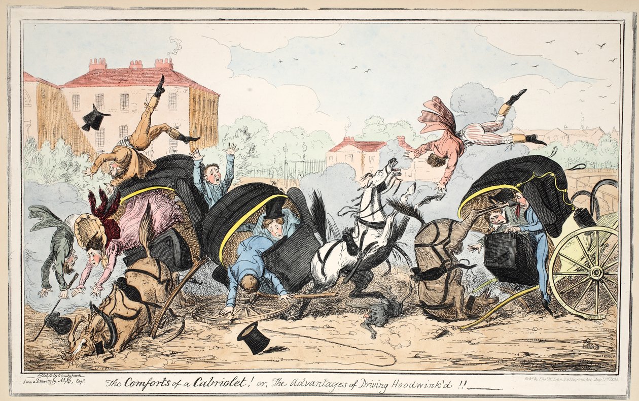 De geneugten van een cabriolet - of de voordelen van blindelings rijden, uitgegeven 1835 door George Cruikshank