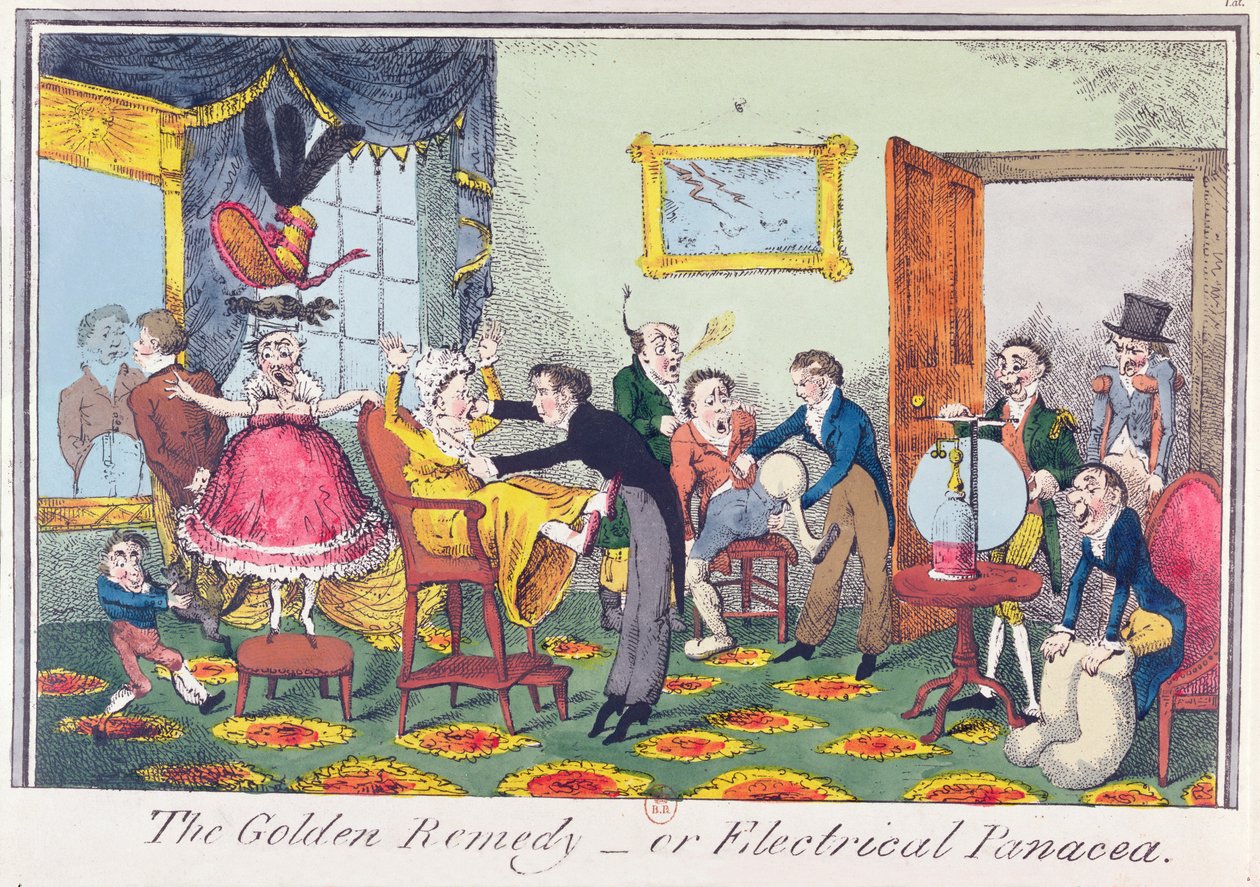 Het gouden middel of elektrische panacee, 1818 door George Cruikshank