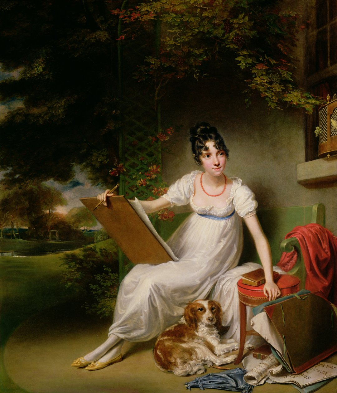 Portret van een Zittende Dame door George Francis Joseph