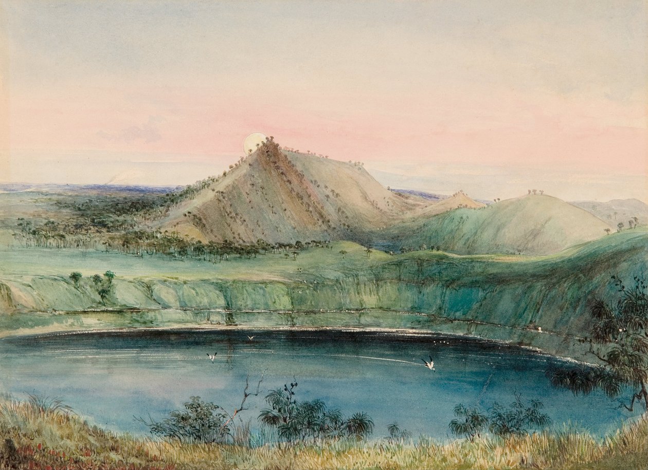 Blauw meer, Mount Gambier door George French Angas