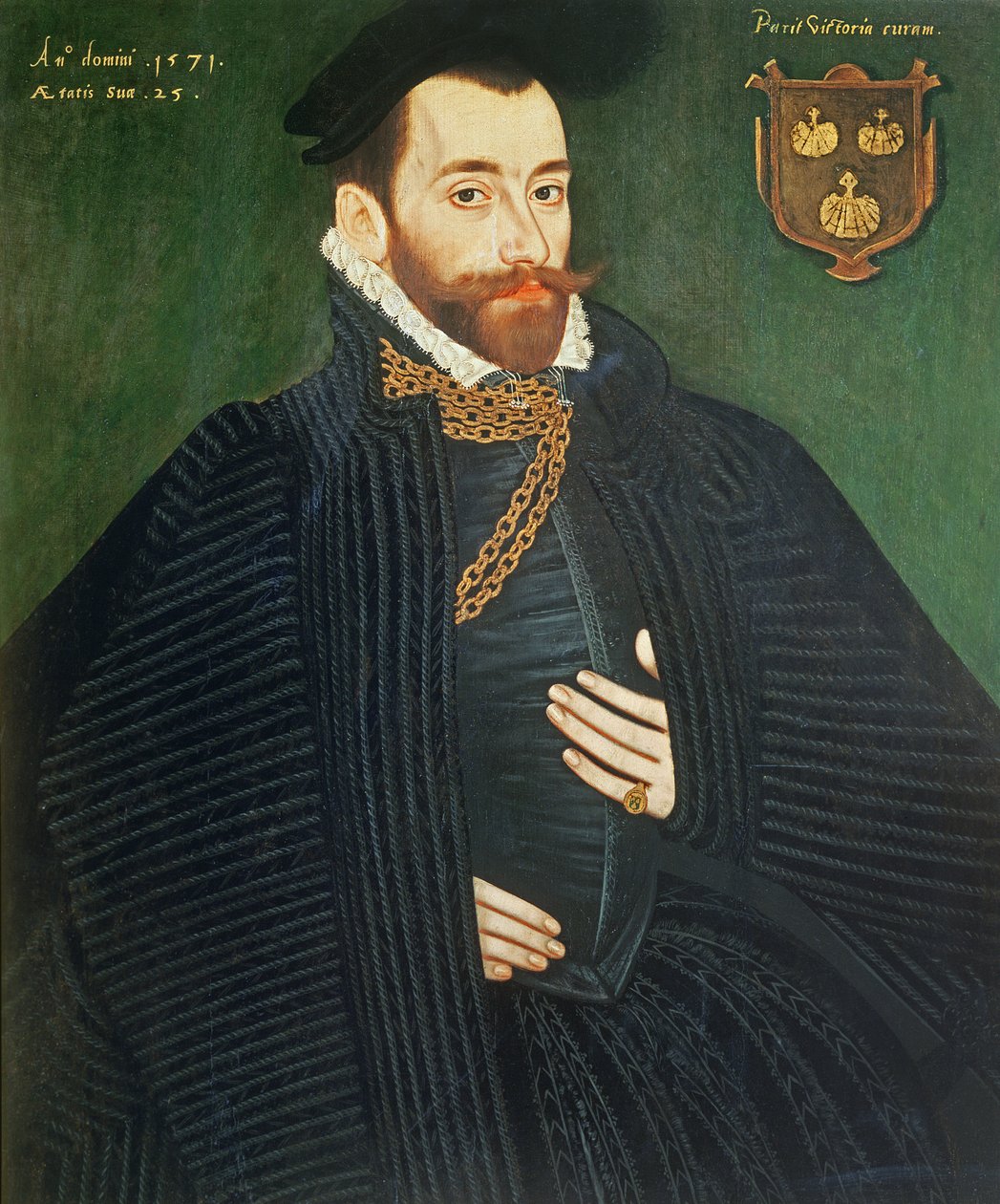 Portret van een Heer, traditioneel genoemd Een Lid van de Dacre Familie, 1571 door George Gower