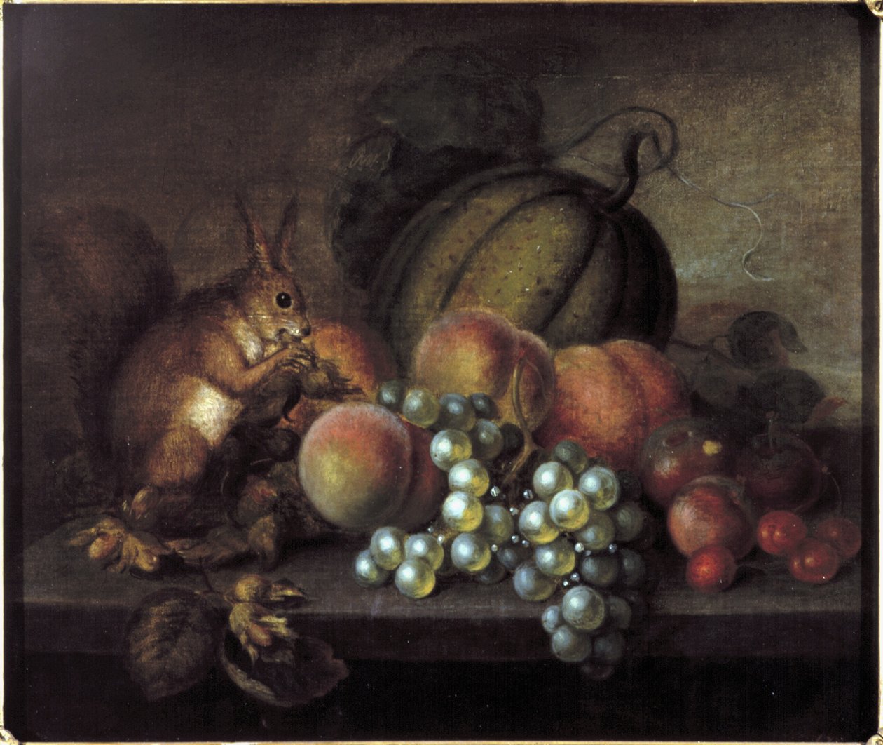 Studie van fruit met eekhoorn door George Gray