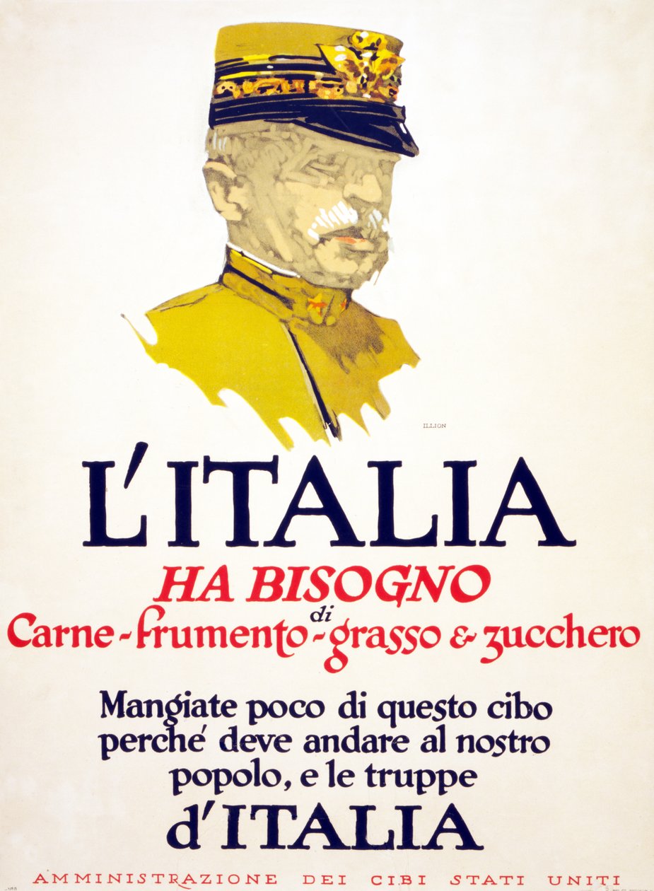 Italië heeft vlees, tarwe, vet en suiker nodig, 1917 door George Illian