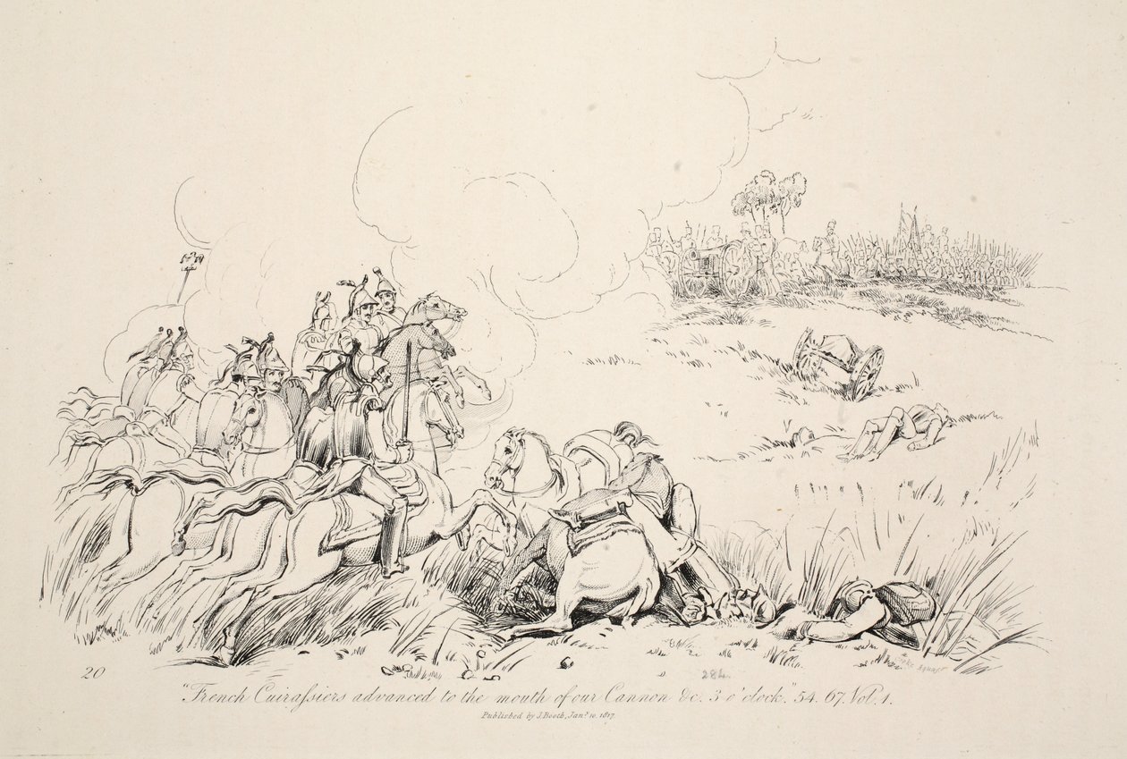 Franse Carfusiers rukten op naar de mond van ons kanon, uitgegeven door J. Booth, 1816 door George Jones