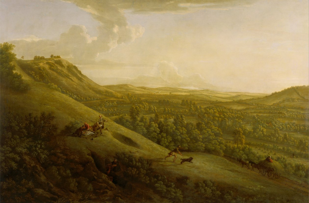 Box Hill, Surrey, met Dorking in de verte door George Lambert