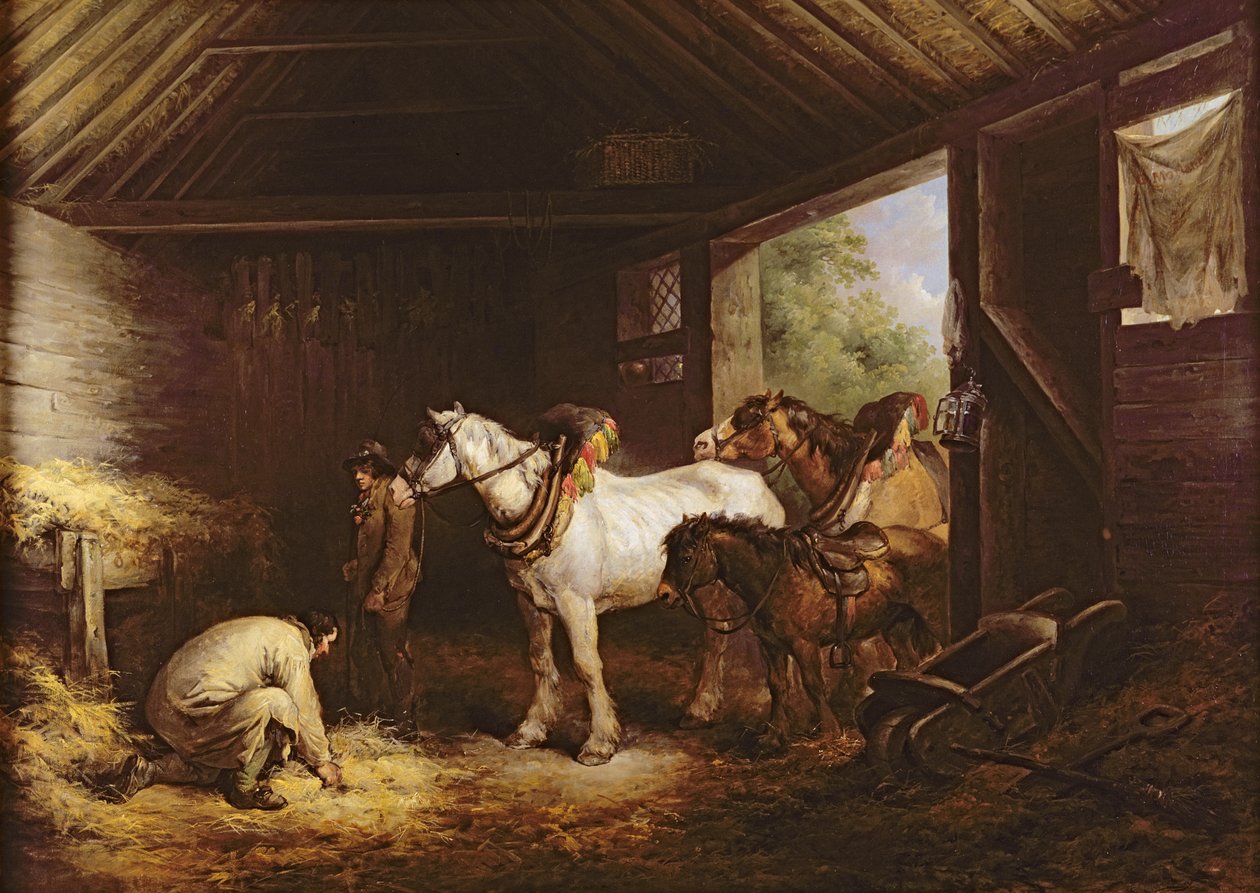 In een stal door George Morland