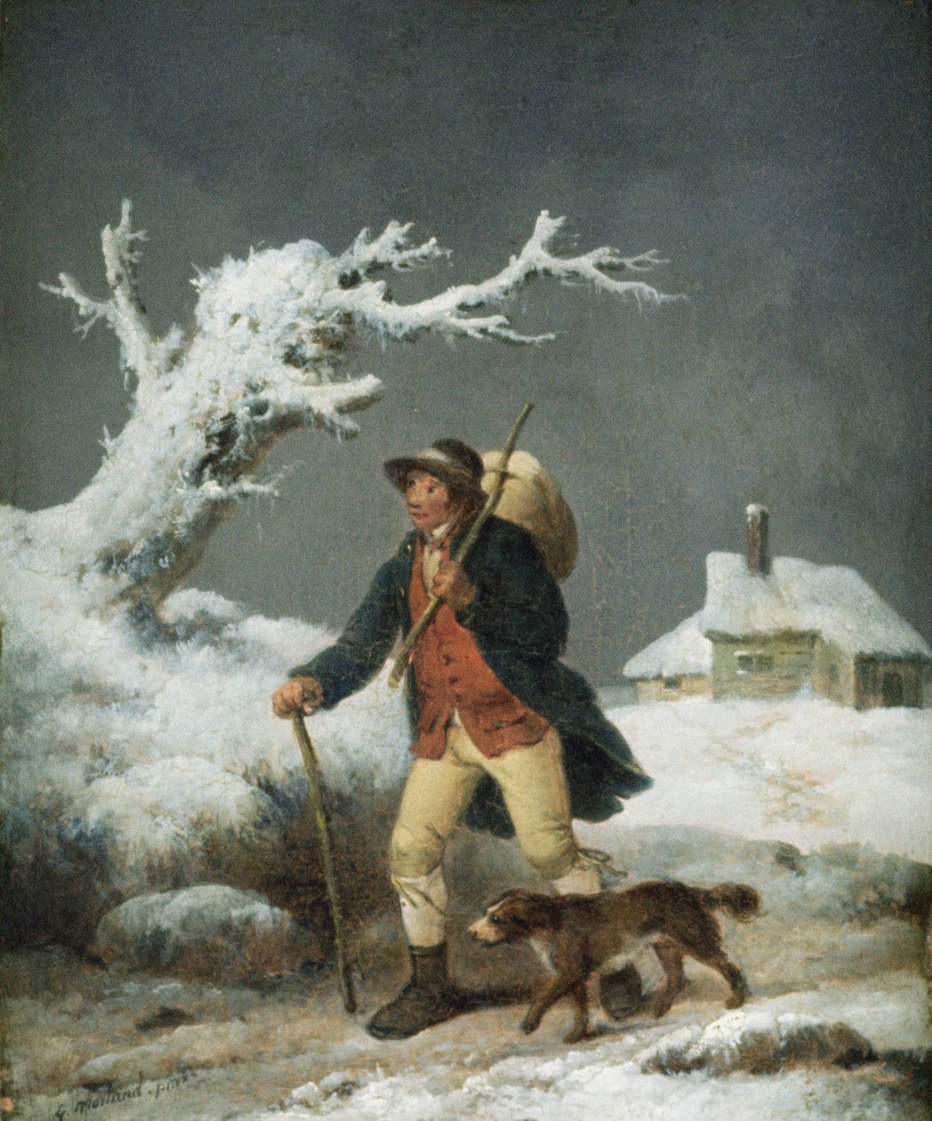 Wandelen in de sneeuw door George Morland