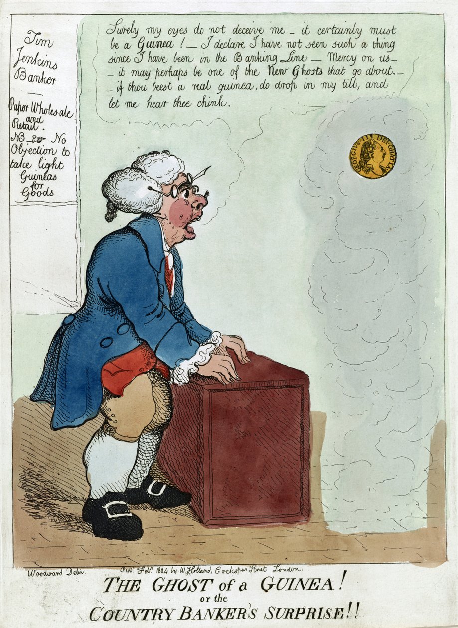 De geest van een guinea! Of de verrassing van de plattelandsbankier!!, 1804 door George Moutard Woodward