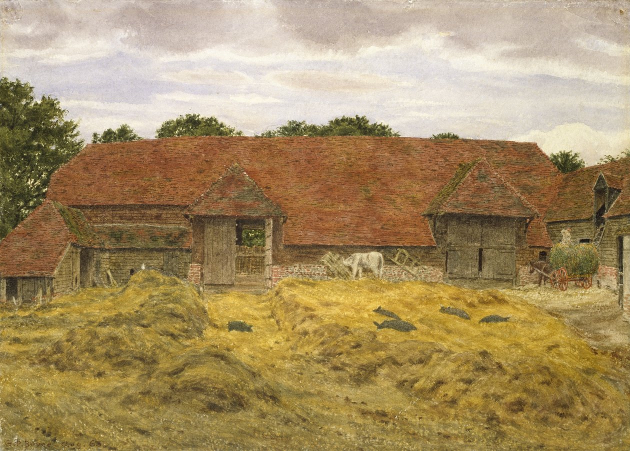 Rode Schuur in Whitchurch, 1868 door George Price Boyce