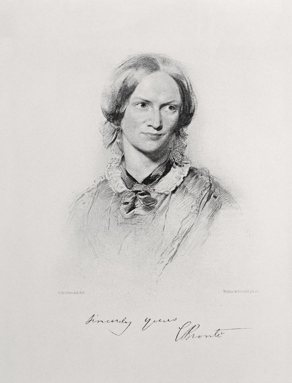 Portret van Charlotte Bronte, gegraveerd door Walker en Boutall door George Richmond