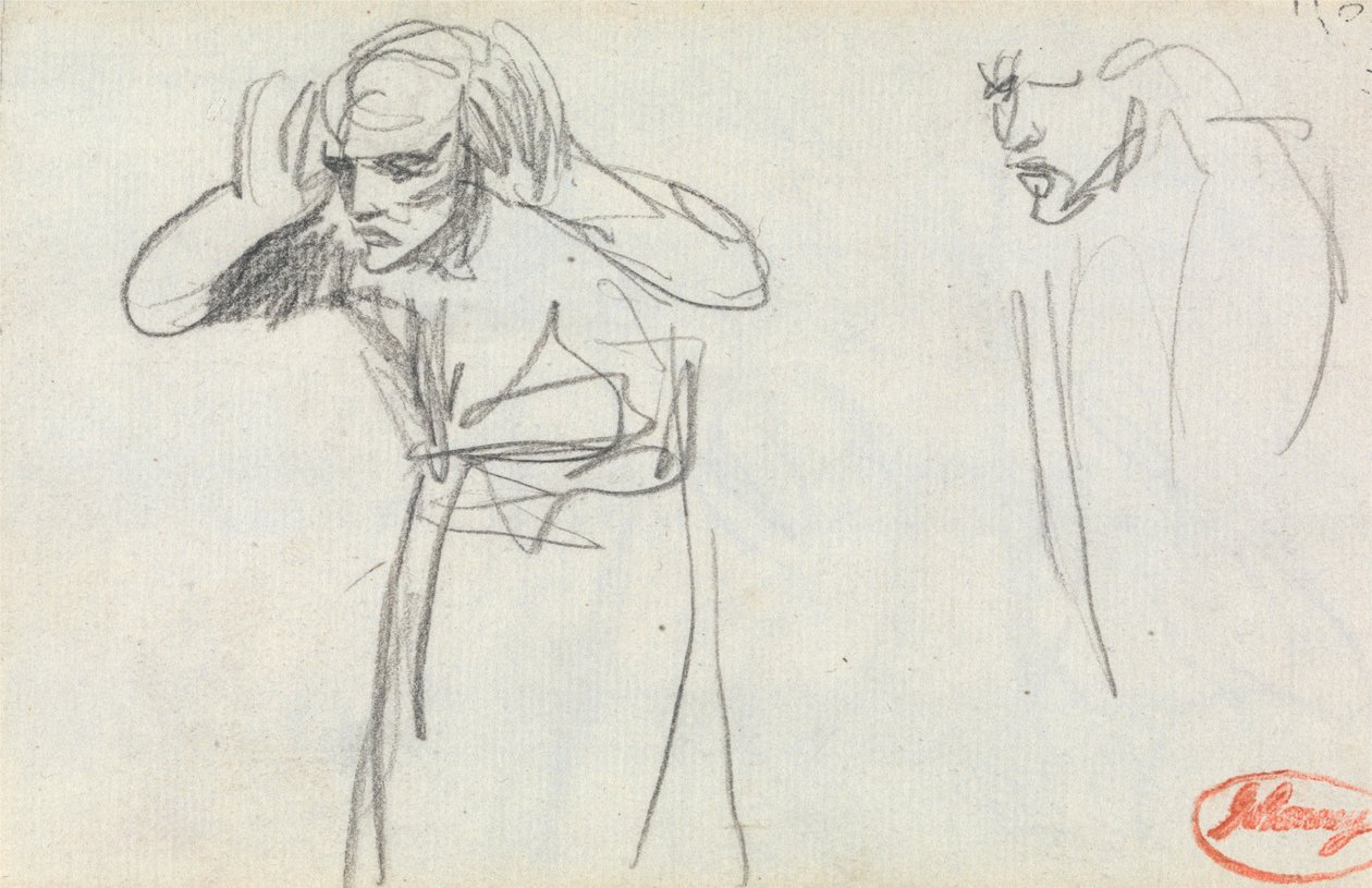 Figuur met handen aan oren door George Romney