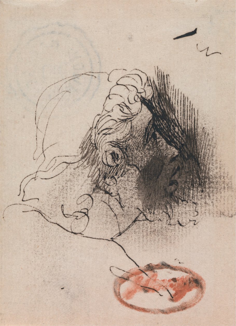 Hoofd van een man in profiel door George Romney