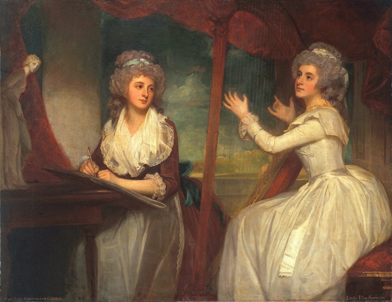 Lady Caroline Spencer, later Viscountess Clifden, en haar zus, Lady Elizabeth Spencer, 1786-92 door George Romney
