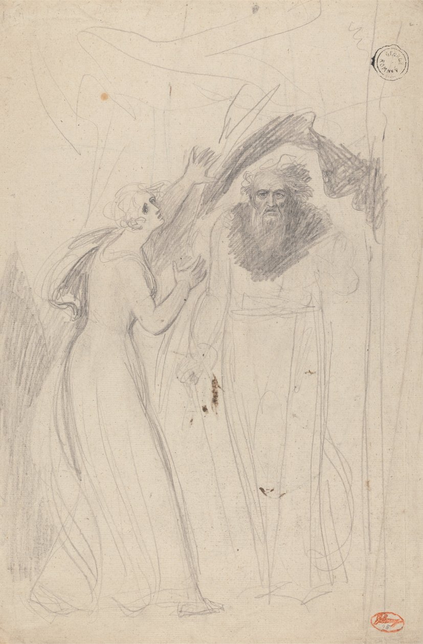 Dame Staand bij een Zuil door George Romney