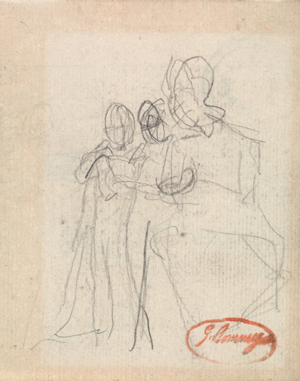 Zittende figuur met twee kinderen door George Romney