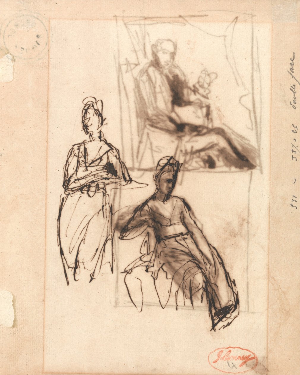 Zittende man en zittende vrouw door George Romney