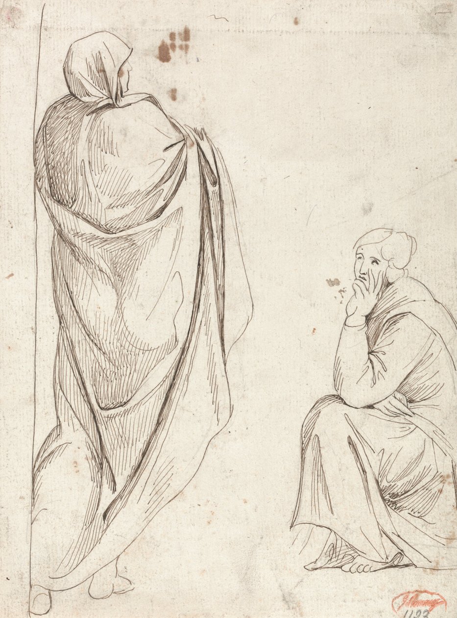Staande figuur en zittende figuur door George Romney