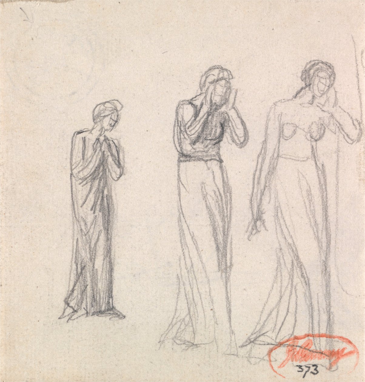 Drie treurende vrouwen door George Romney