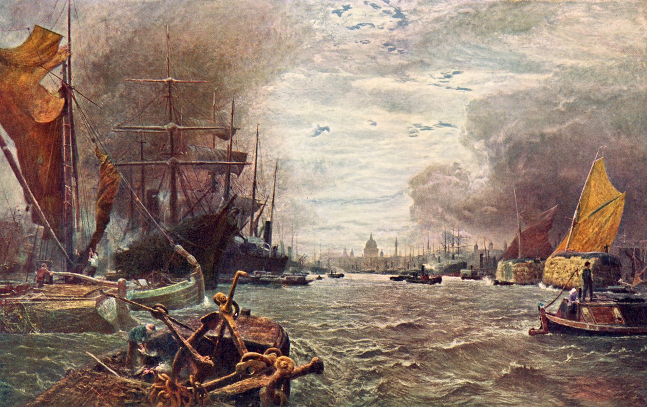 De Pool van Londen - naar schilderij van Vicat Cole door George Vicat Cole