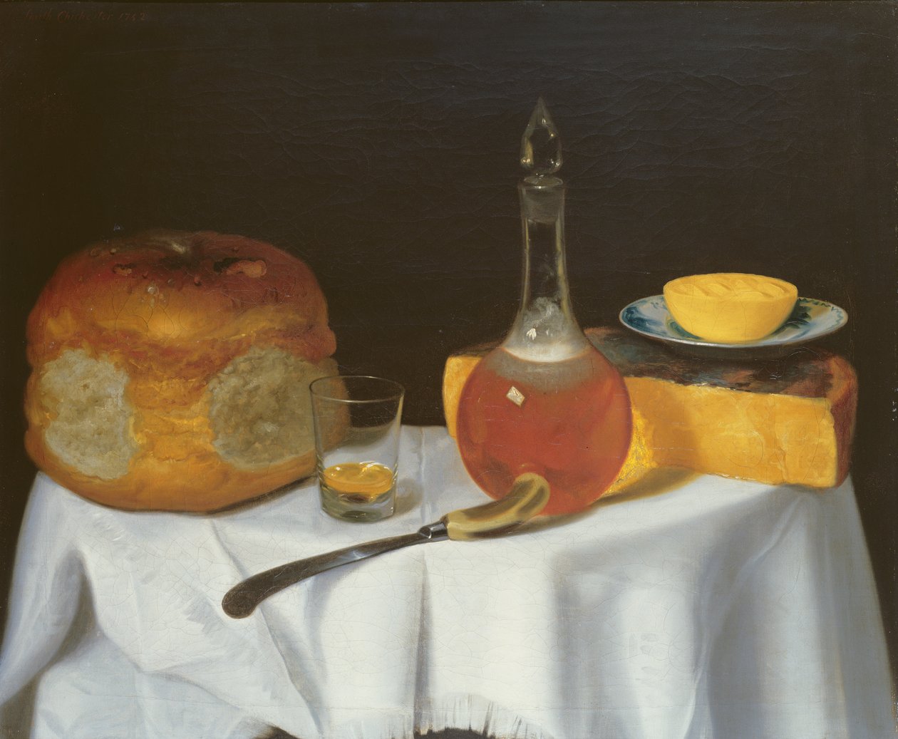 Stilleven met brood en kaas door George Smith