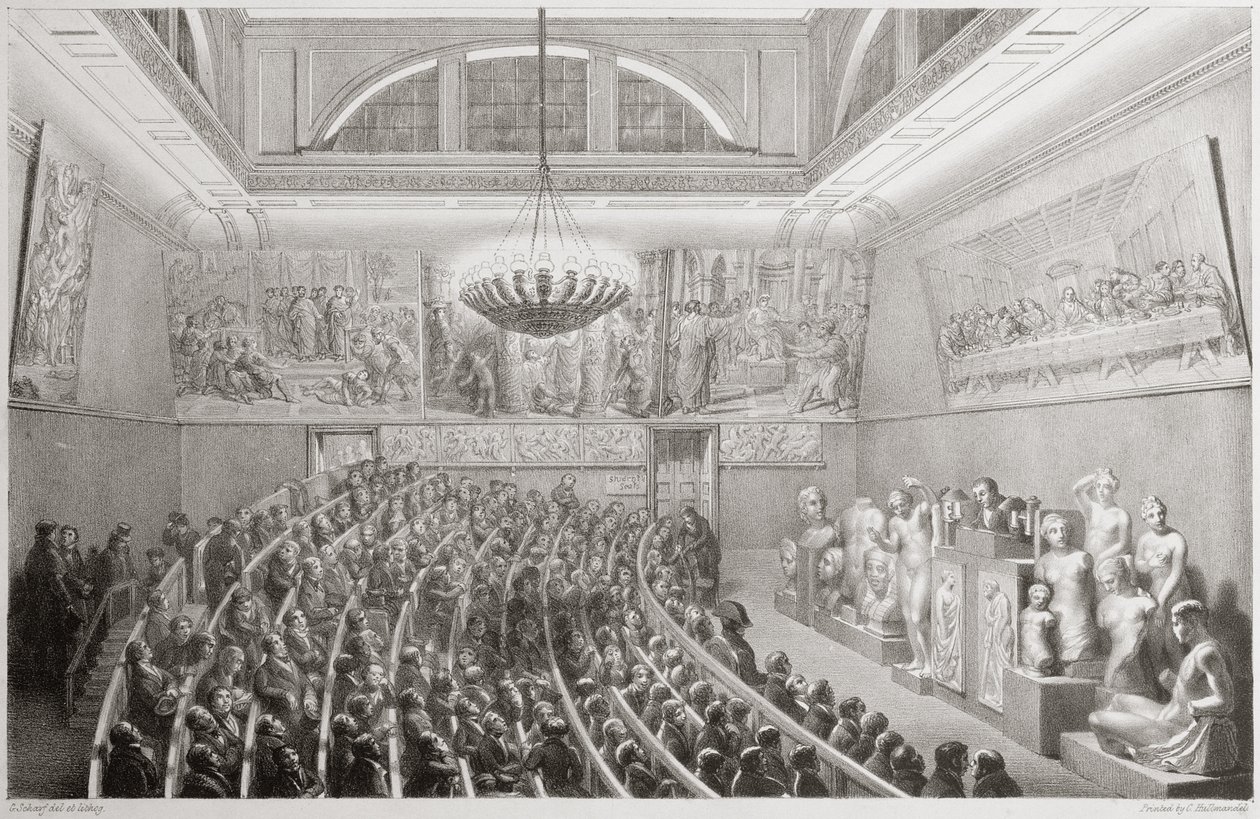 Sir Richard Westmacott (1775-1856) Geeft een Lezing over Beeldhouwkunst aan de Royal Academy of Arts, Somerset House in 1830 door George the Elder Scharf