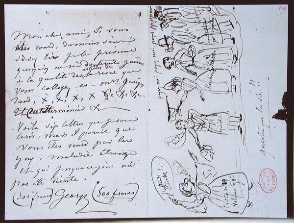 Brief van George Sand aan Francois Buloz, redacteur van de 