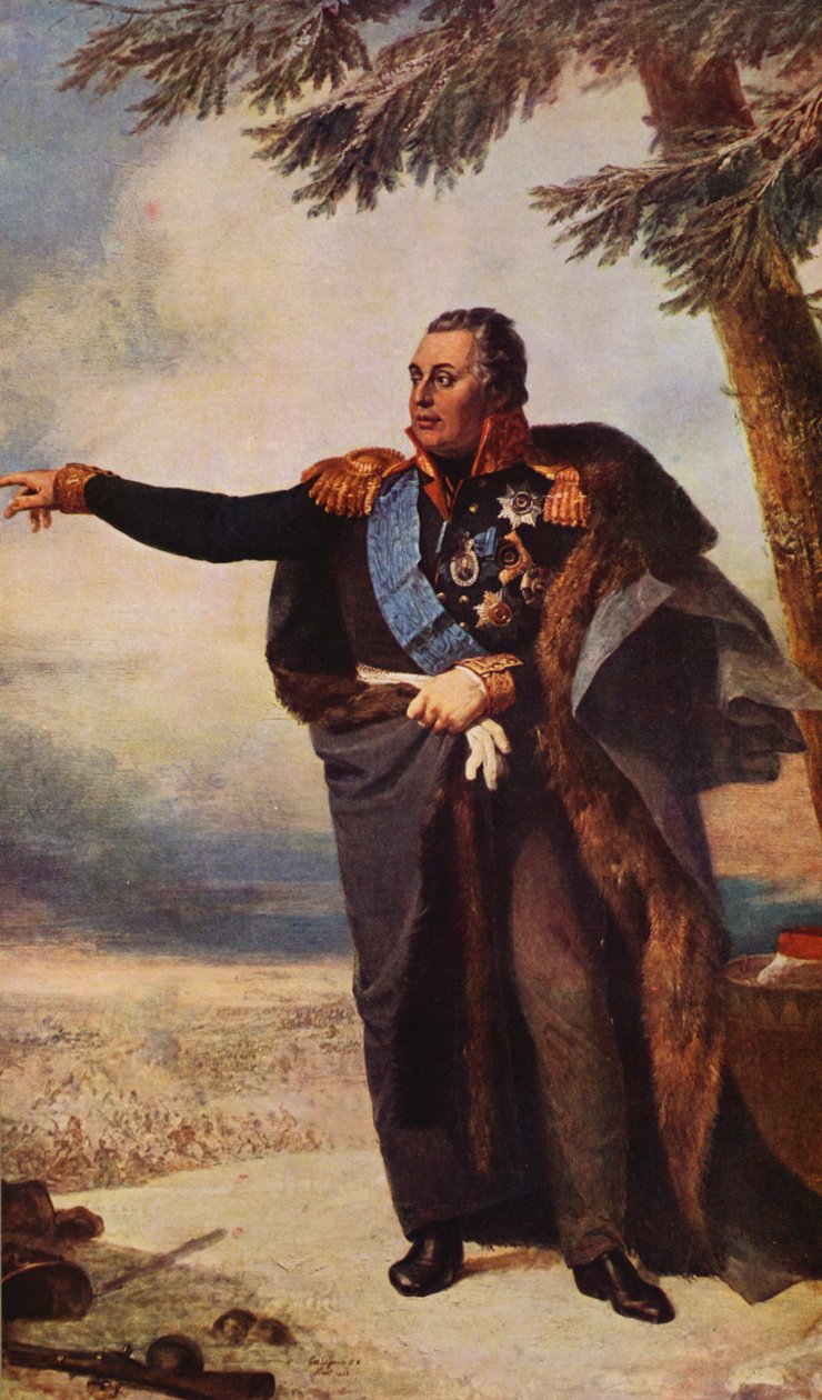 Portret van Koutouzoff (kleurenlitho) door George (after) Dawe