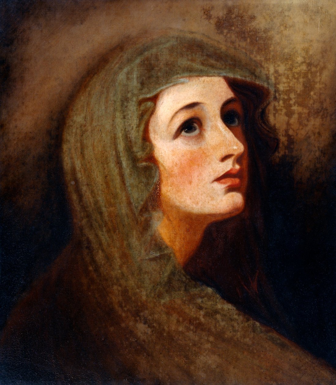 Lady Hamilton als een Vestaalse Maagd door George (after) Romney