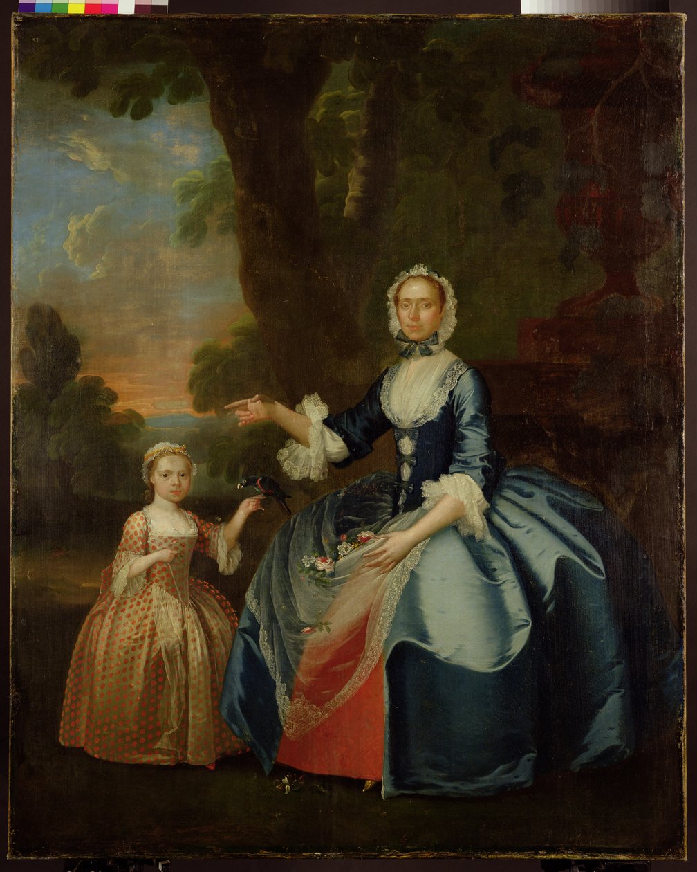 Portret van mevrouw Dawson van Retford en haar dochter, ca. 1749 door George (attr.to) Stubbs