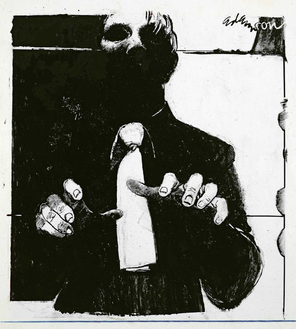 Illustratie voor Verzorging van een blinde patiënt, een artikel in Nursing Times, gepubliceerd 30 oktober 1975 door George Adamson