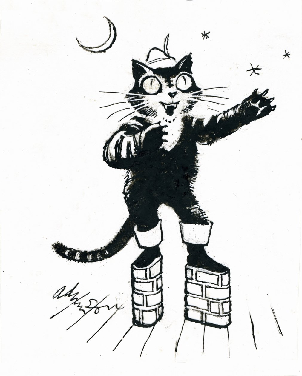 Puss in (brick-wall platform) boots door George Adamson