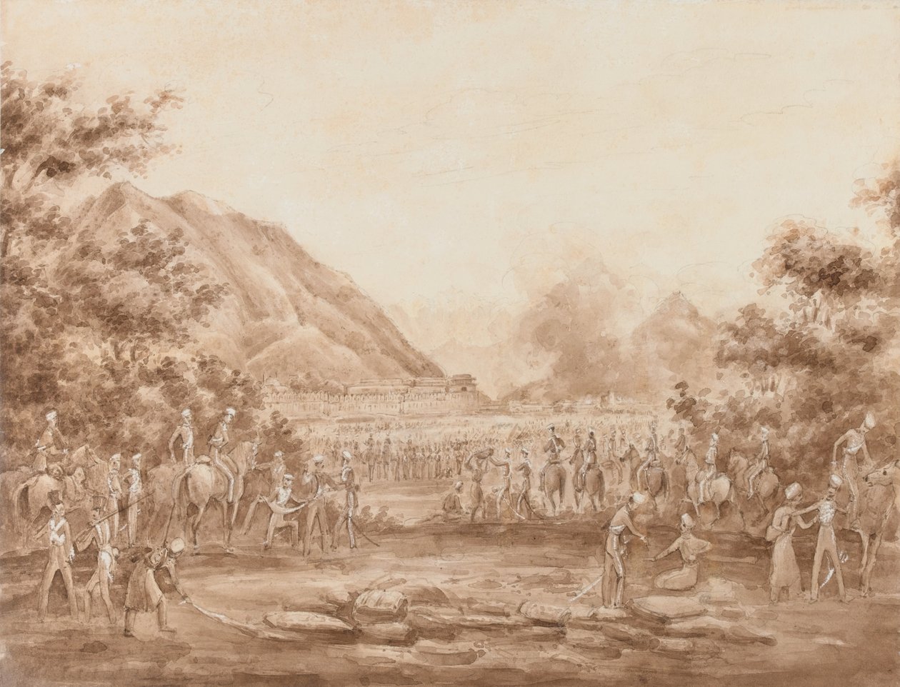 De grote bazaar in brand, Kabul door George Alfred Croly