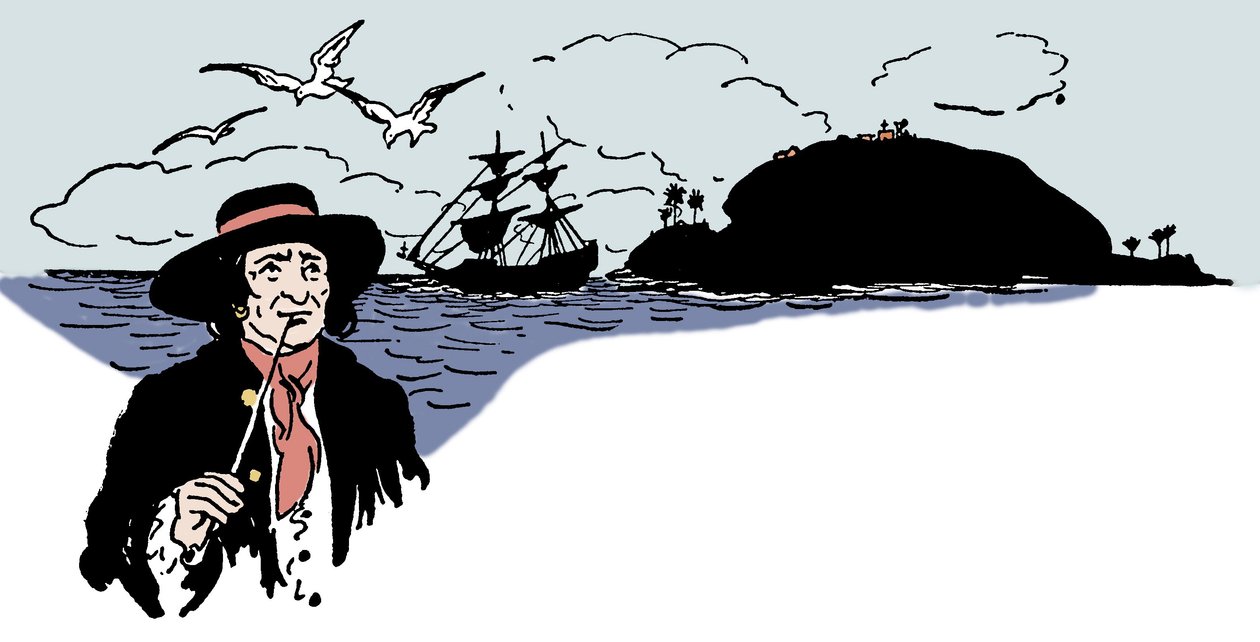 Voorstelling van Turtle Island in de Caribische Zee. Illustratie uit “The boys book of pirates” door George Albert Williams (1875-1932) 1913 door George Alfred Williams