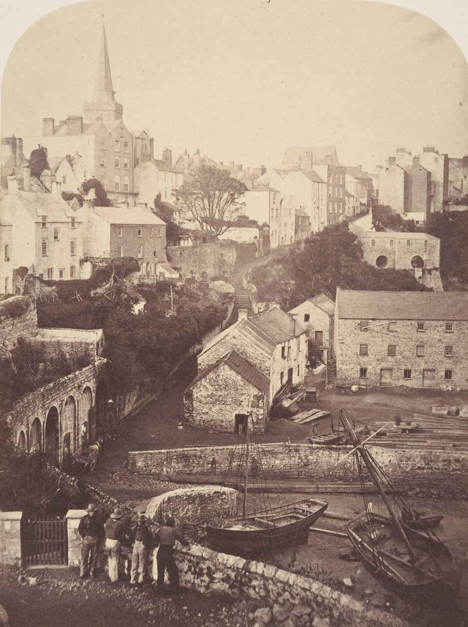 Deel van Tenby Town en haven, 1853 door George B. Stokes