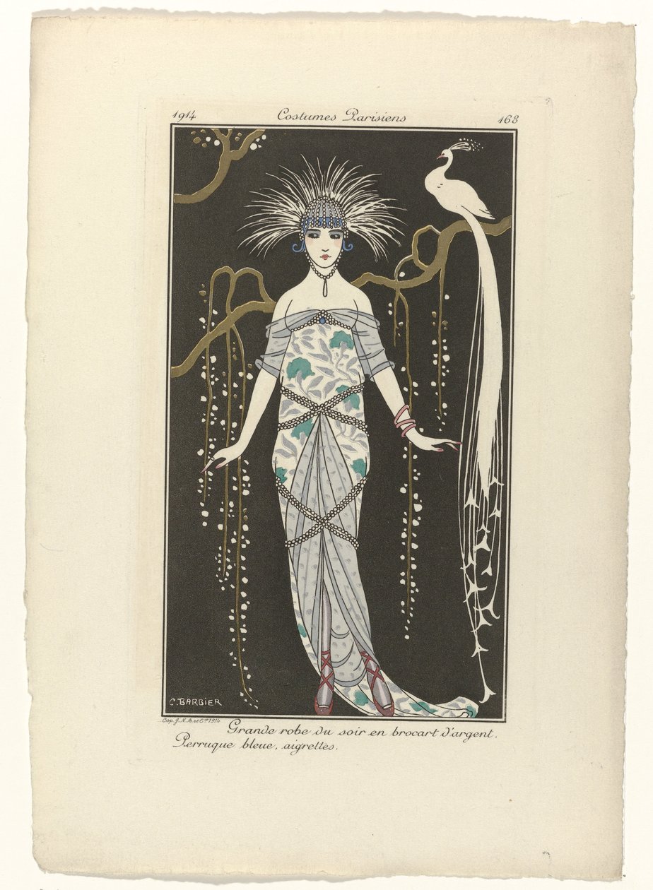 Journal des Dames et des Modes, Costumes Parisiens, 1914, No. 168: Grande robe du soir door George Barbier