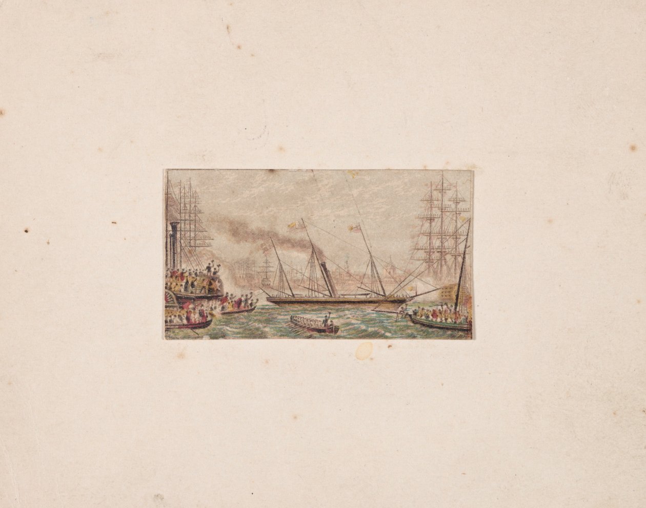 Naalddoos Print: De Koninklijke Vloot in Kilkenny Bay, 1850 door George Baxter