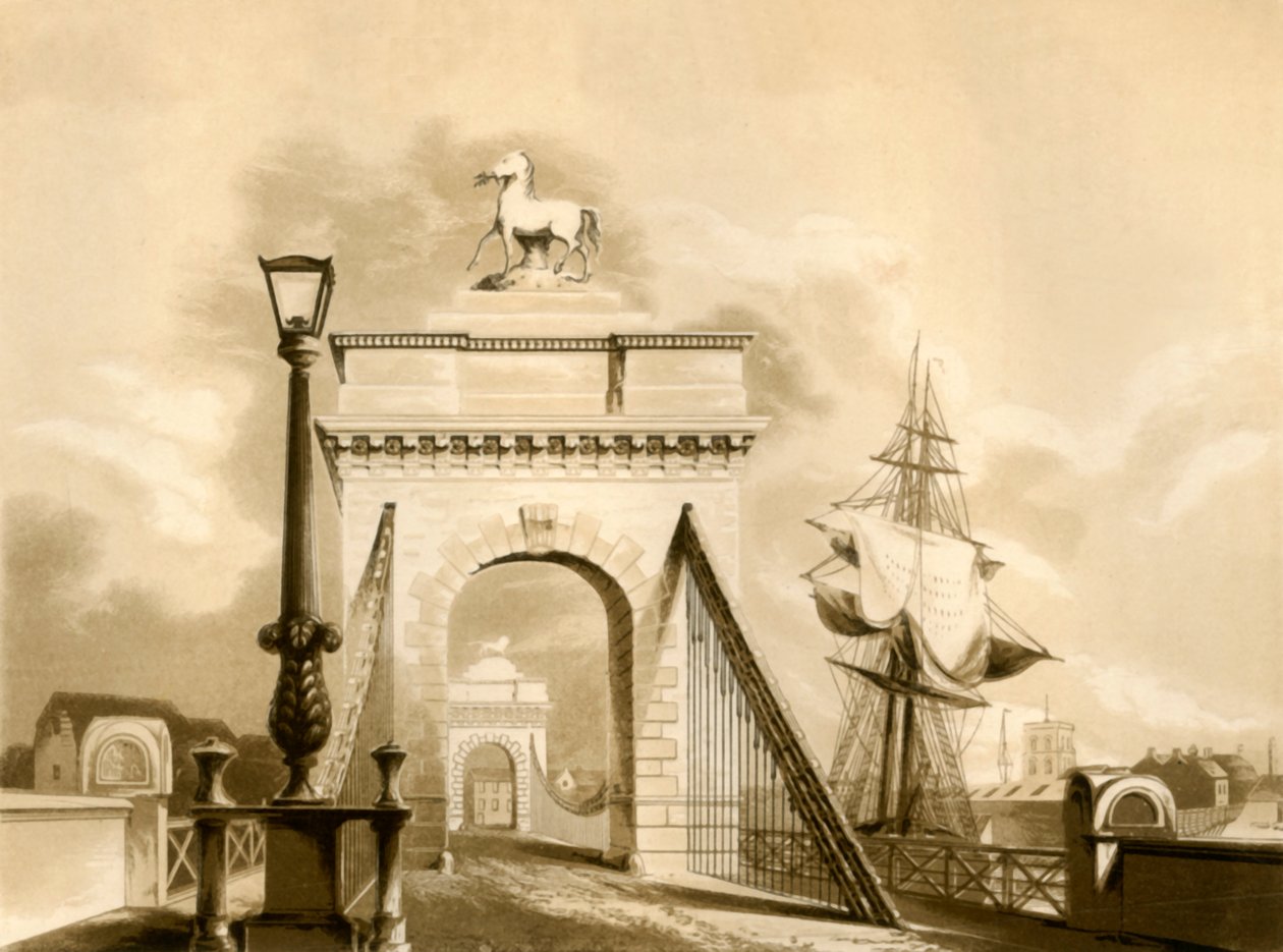 Norfolk Bridge, New Shoreham door George Baxter