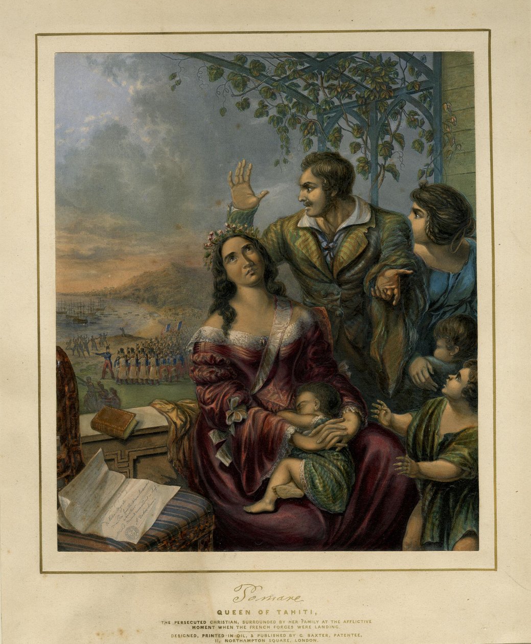 Pomare, koningin van Tahiti, de vervolgde christen, door George Baxter, 1845, British Museum door George Baxter