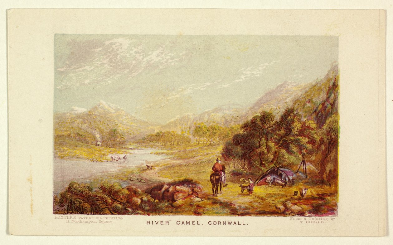 De rivier Carnel, Cornwall door George Baxter