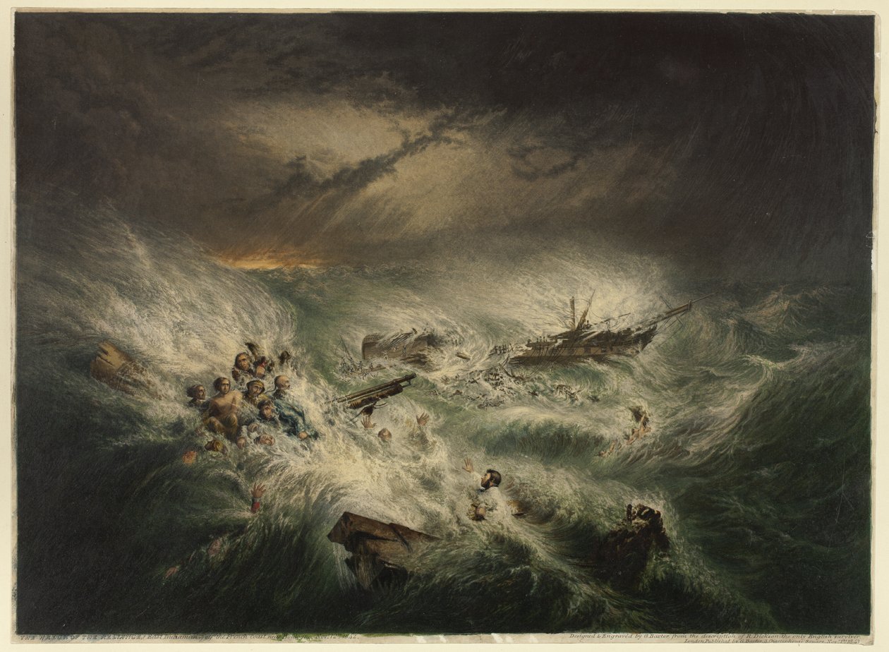 Het Wrak van de Reliance (12 november 1842) door George Baxter
