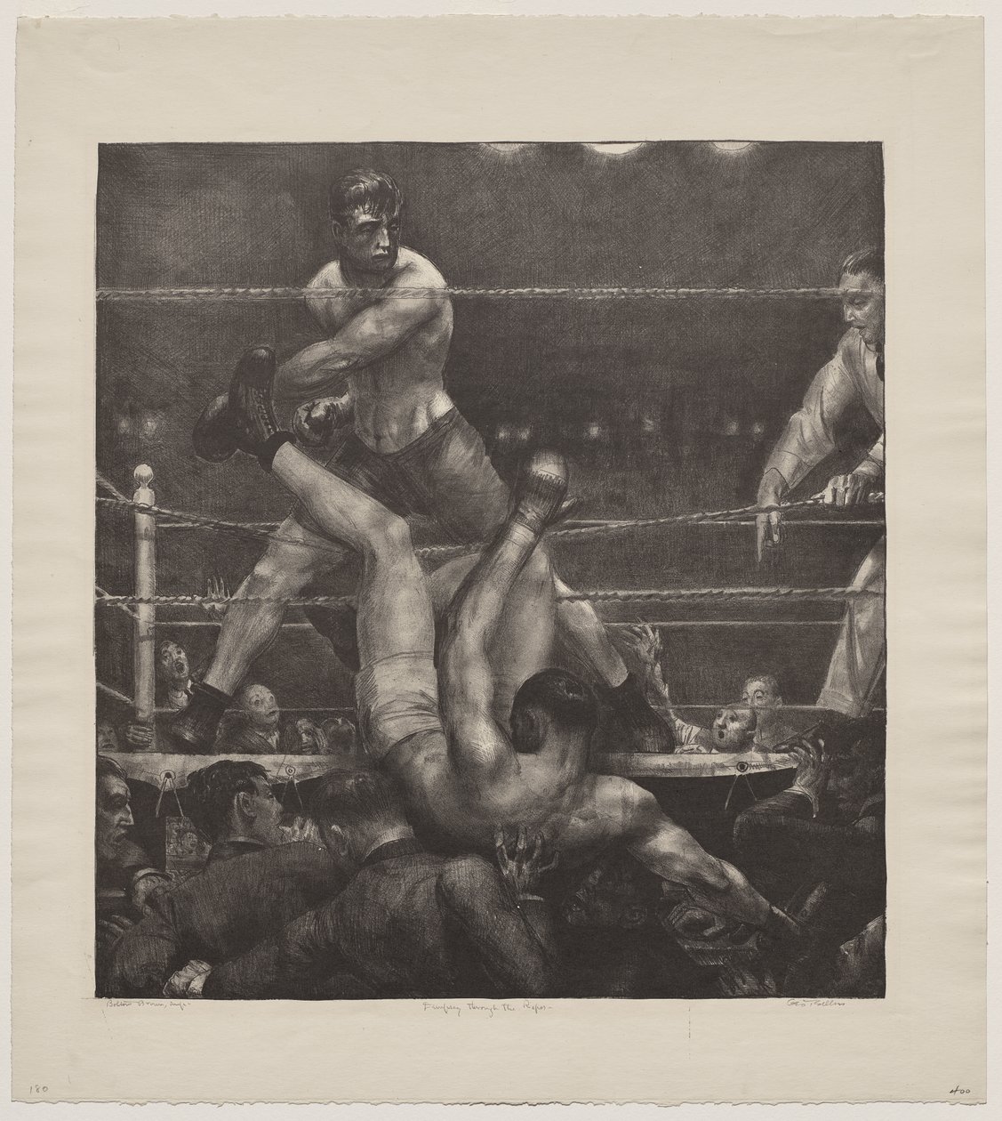 Dempsey door de touwen door George Bellows