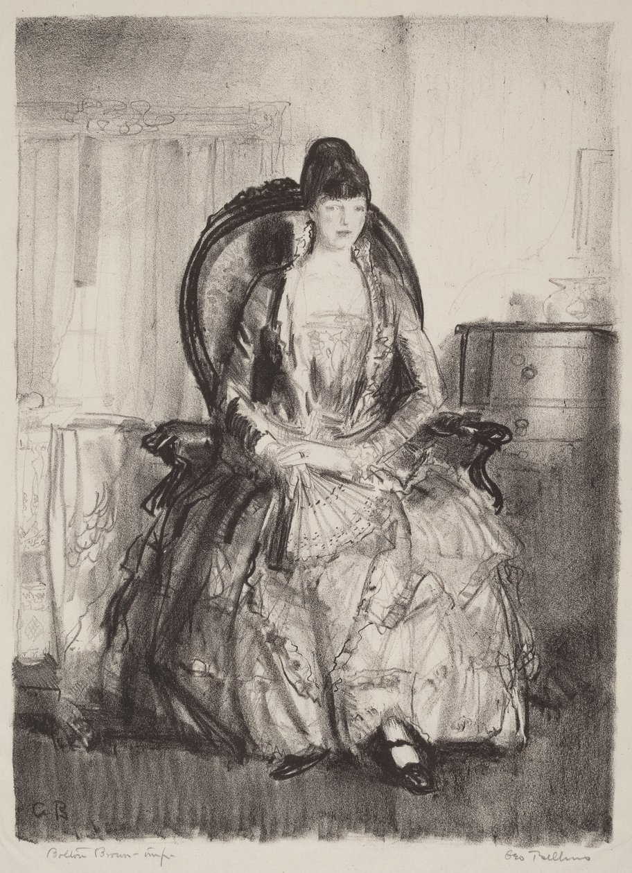 Dame met waaier door George Bellows