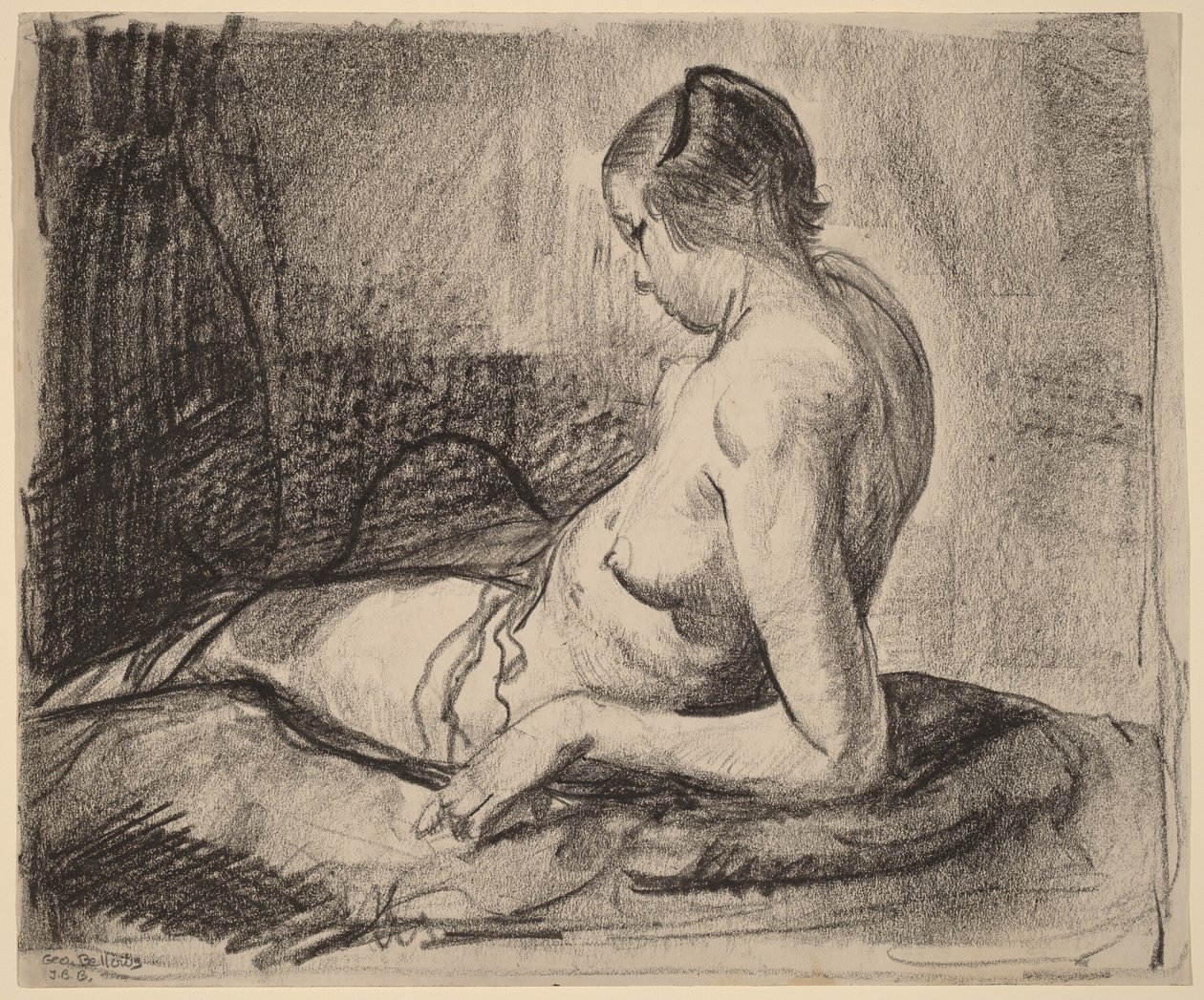 Liggend naaktmeisje door George Bellows