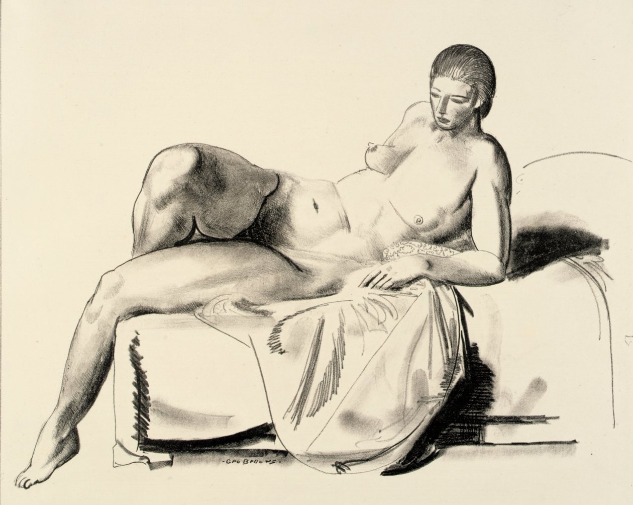 Naaktstudie, klassiek op een sofa door George Bellows